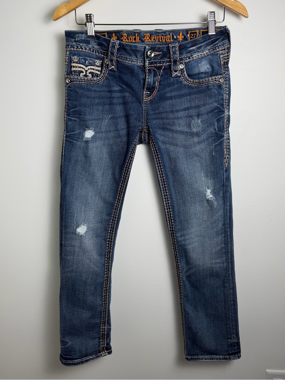 Rock Revival Sukara Crop Jeans Size 27 Low Rise Distressed